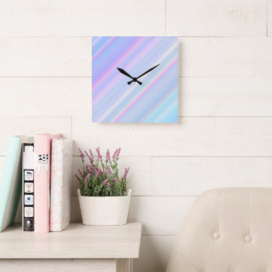 Horloge Carrée Dégradé holographique pastel iridescent