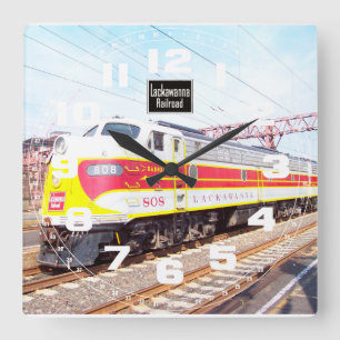 Horloge Carrée Delaware Lackawanna et Western Locomotive 808