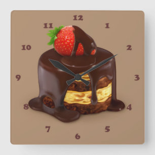 Horloge Carrée Délicieux gâteau à la crème glacée au chocolat