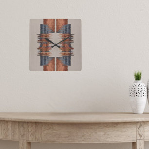 Horloge Carrée Denim et rouille modernes