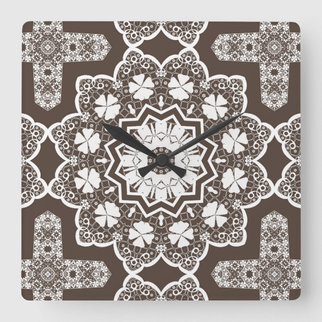Horloge Carrée Dentelle blanche (Recto)