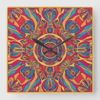 Horloge Carrée Déplier les fleurs