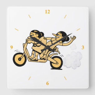 Horloge Carrée Des motards. Vas-y.