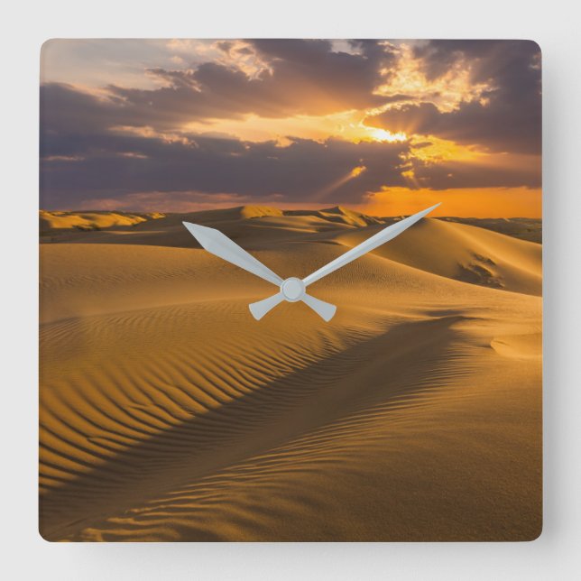 Horloge Carrée Deserts | Landscape of Sand Dunes (Recto)