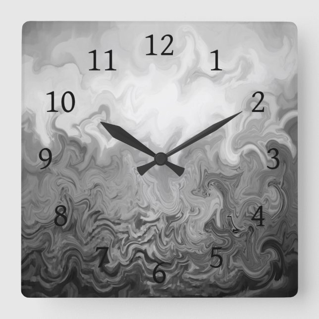 Horloge Carrée Design 83 gris abstrait (Recto)