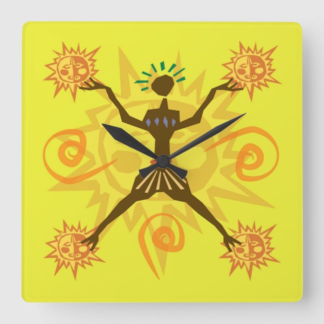 Horloge Carrée Design africain (Recto)
