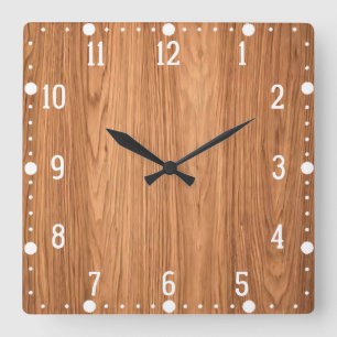 Horloge Carrée Design Arrière - plan de texture bois-35455