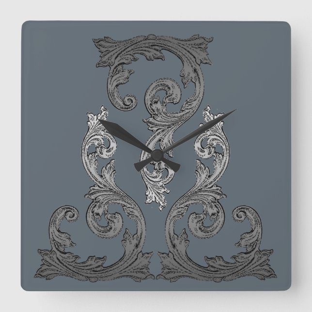 Horloge Carrée Design élégant de goth Orné (Recto)