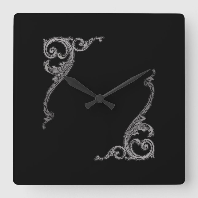 Horloge Carrée Design élégant Goth Swirl (Recto)