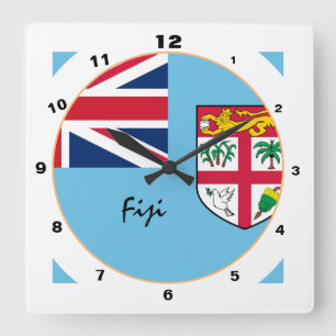 Horloge Carrée Design Fidji moderne, Fijian Flag tendance Home