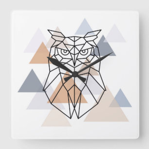 Horloge Carrée Design géometric owl