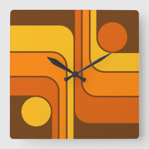 Horloge Carrée Design Géométrique Rétro de Style MCM Années 70