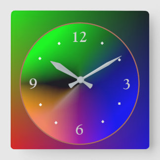 Horloge Carrée Design lumineux multicolore>Cloc mural coloré