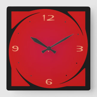 Horloge Carrée Design minimaliste en noir rouge>Horloge de cuisin