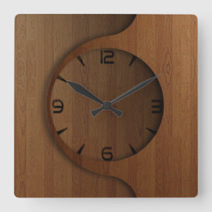 Horloge Carrée Design motif moderne en bois