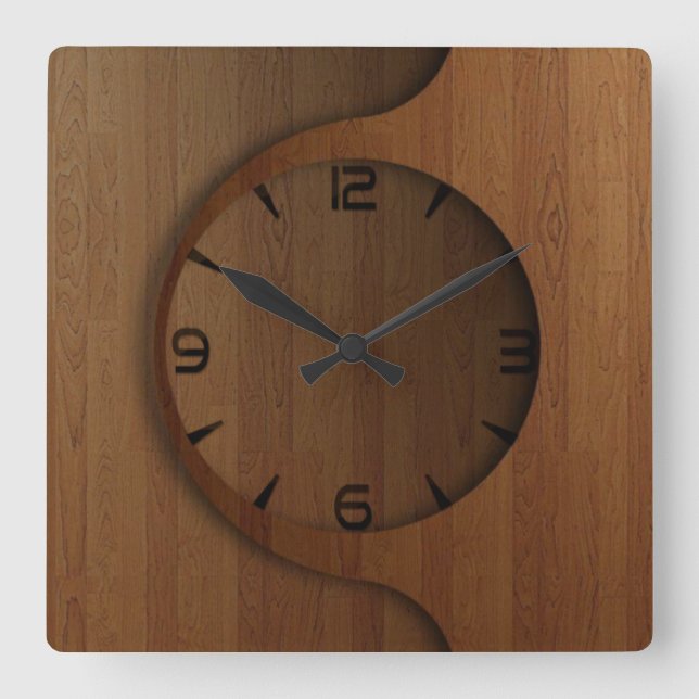 Horloge Carrée Design motif moderne en bois (Recto)