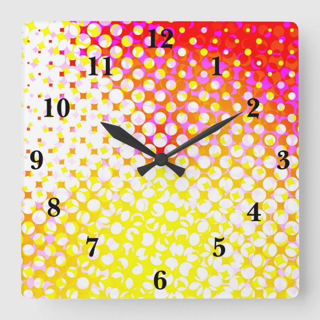 Horloge Carrée Design Motif rose jaune (Recto)