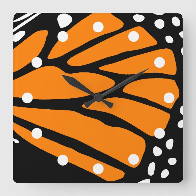 Horloge Carrée Design papillon Monarque Abstrait (Recto)