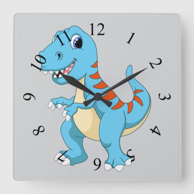 Horloge Carrée Dessin animé de dinosaure (Recto)