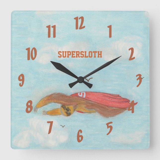 Horloge Carrée Dessin animé Supersloth clock (Recto)