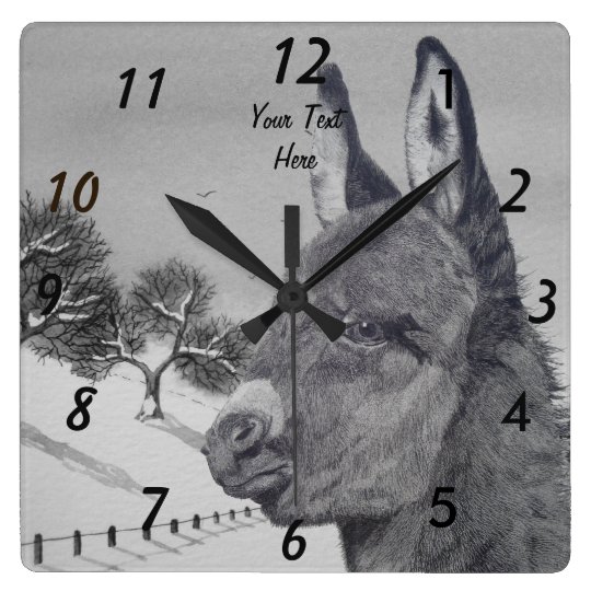 Horloge Carree Dessin Au Crayon Realiste De Paysage De Neige Zazzle Fr