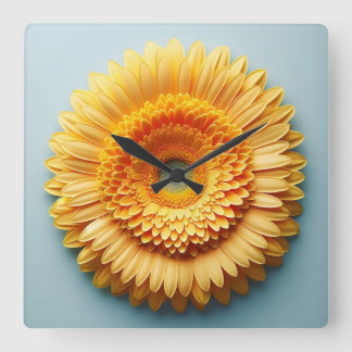 Horloge Carrée dessin de fleurs