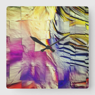 Horloge Carrée dessin en mosaïque Abstraite légèrement sculpté et