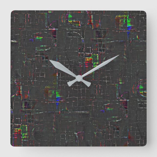 Horloge Carrée Dessin noir de couleur étrange sous ou au-dessus d (Recto)