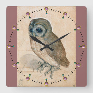 HORLOGE CARRÉE DESSINS D'ANIMAUX DE LA RENAISSANCE / LE HIBOU