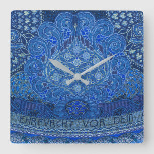 Horloge Carrée Détail de la mosaïque bleue, Allemagne