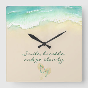 Horloge Carrée Détendez-vous et souriez à l'horloge murale Carré 