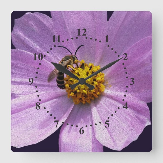Horloge Carrée deux fleurs blanches (Recto)