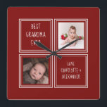 Horloge Carrée Deux Modèle rouge photo<br><div class="desc">Two Photo and Text Template ...  simply add your own photographis and text to this great wall clock ...  easy to personalize ...  customizable photo matriplate clock from Ricaso - perfect gift-ideas</div>
