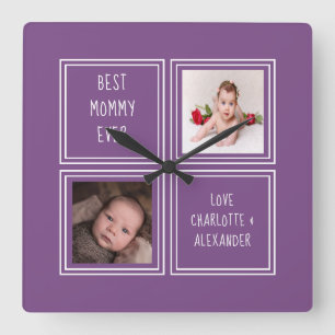 Horloge Carrée Deux Modèle violet photo