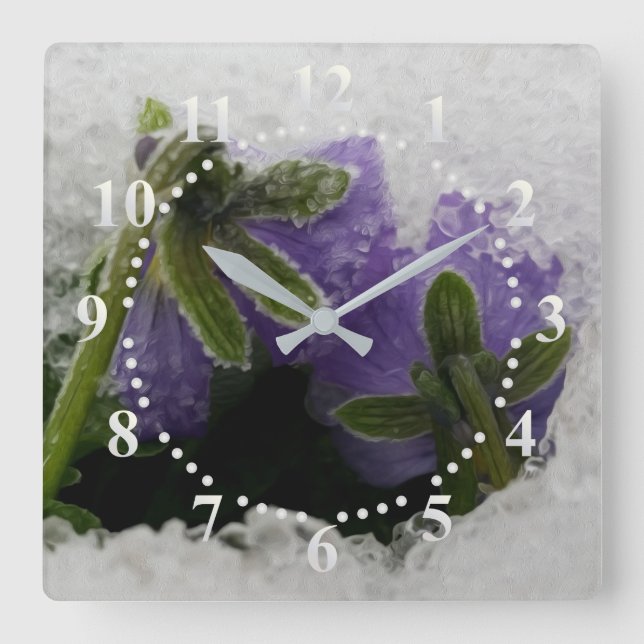 Horloge Carrée Deux volets violets (Recto)