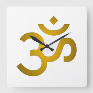 Horloge Carrée Devanagari om  - Blanc
