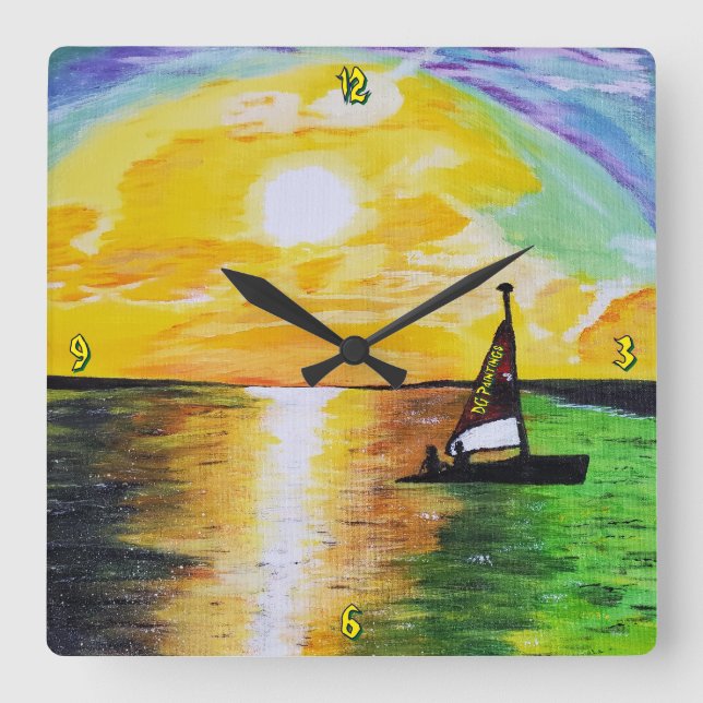 Horloge Carrée DG Paintings Sunset Sailing (Recto)