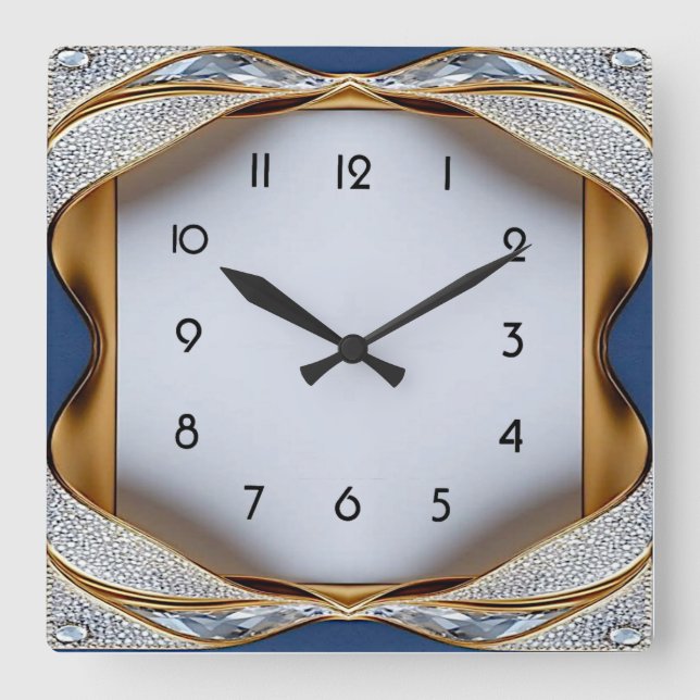 Horloge Carrée Diamant Art Déco (Recto)