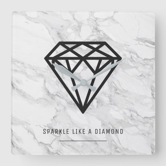Horloge Carrée Diamant avec du marbre (Recto)