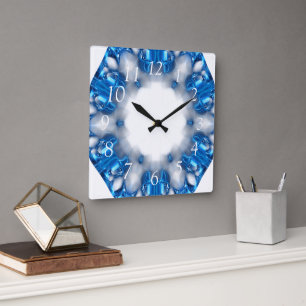 Horloge Carrée Diamants bleus
