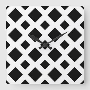 Horloge Carrée Diamants noirs en blanc