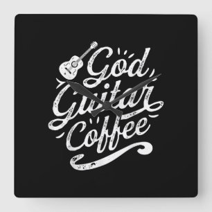 Horloge Carrée Dieu Guitare Café Musique Amour Drôle Christian