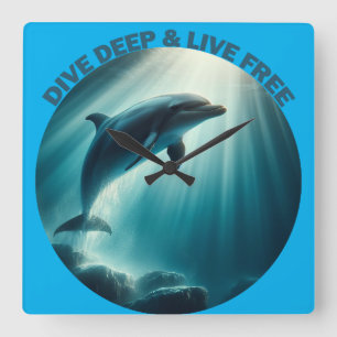 Horloge Carrée Dive Deep Live Dolphin gratuit