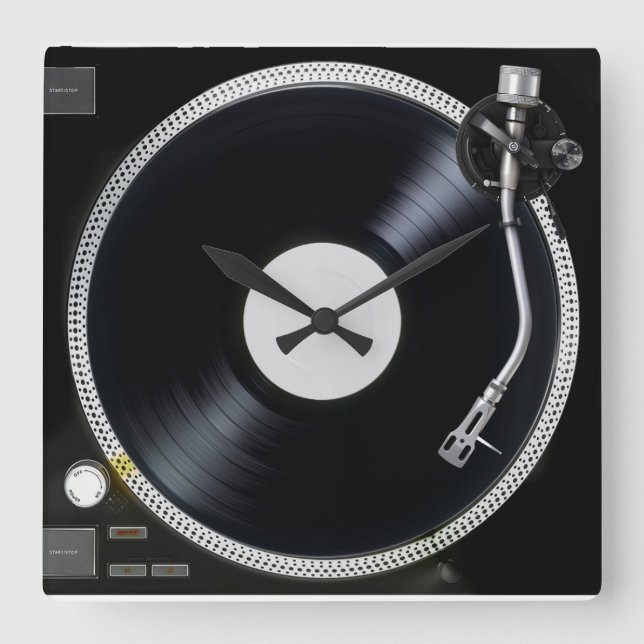 Horloge Carrée DJ turntable Wall Clock (Recto)