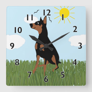Horloge Carrée Doberman assis