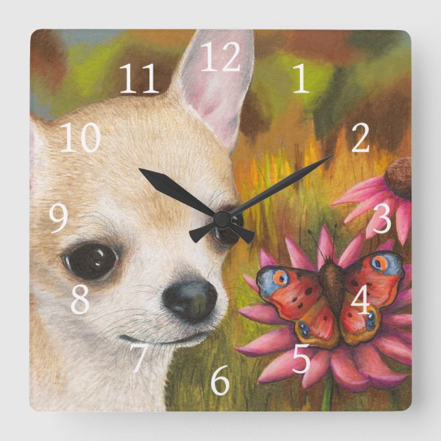 Horloge Carrée Dog 85 Chihuahua (Recto)