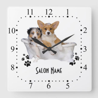 Horloge Carrée Dog grooming  Wall Clock