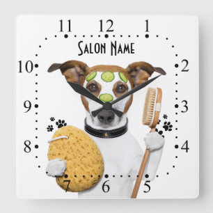Horloge Carrée Dog grooming Wall Clock