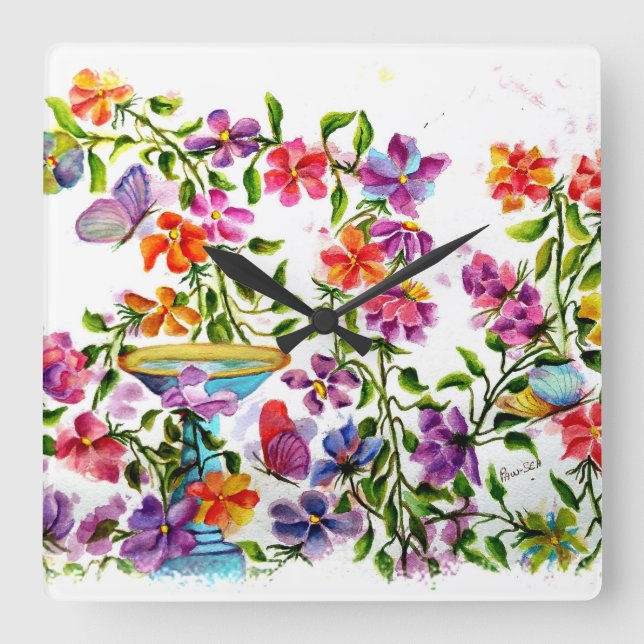 HORLOGE CARRÉE DOG PAW PRINTS BIRD (Recto)