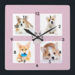 Horloge Carrée Dog Photo & Paw Print College Acrylique Wall Clock<br><div class="desc">Dog photo matriplate ready for you to add your own images to. please note that the pictures are placeholders only . The templates are idea for your Instagram photos of your baby .</div>